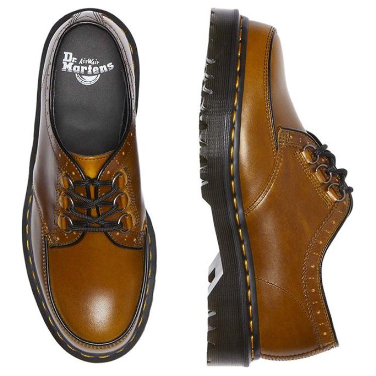 Dr. Martens Leather Lightweight Round Toe Commuter Versatile Simple Personality Trendy Low Top Casual Shoes Unisex Casual Shoes Brown 31829776