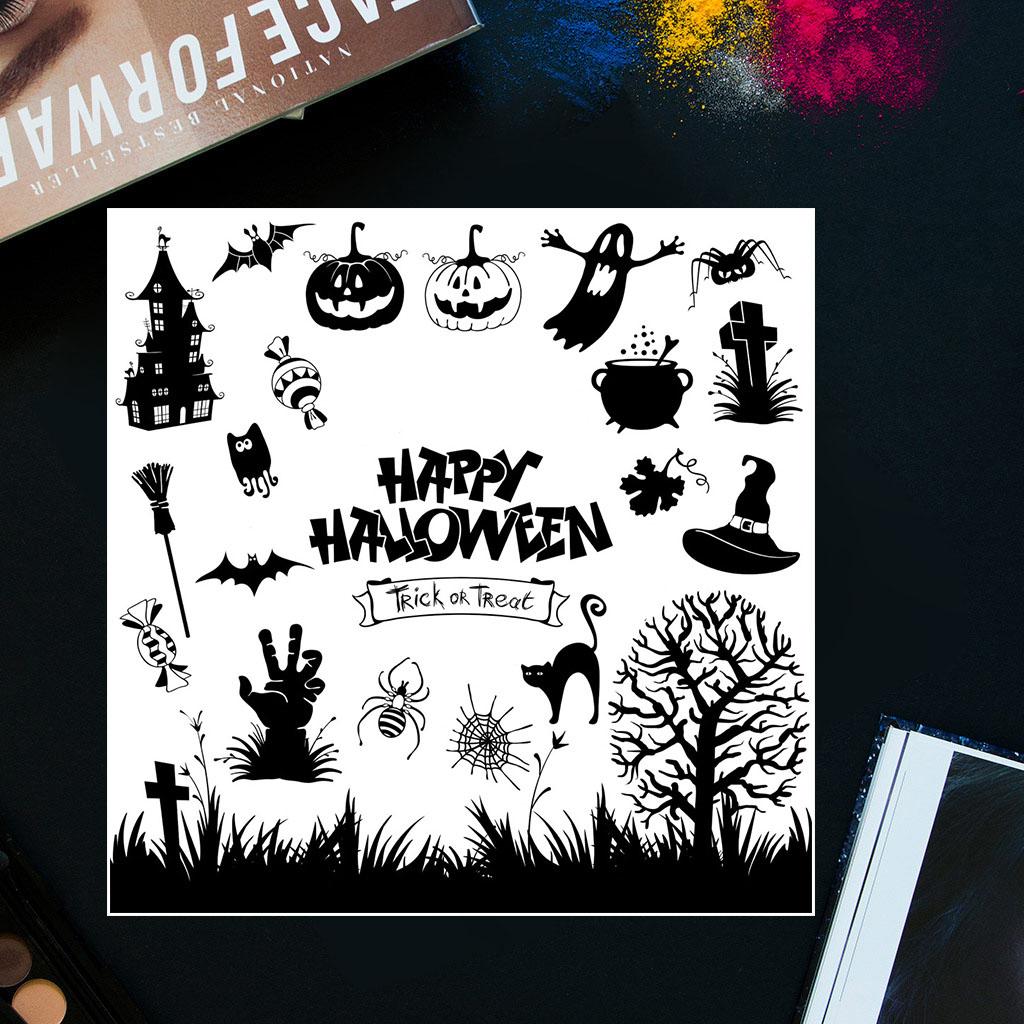 Halloweens Themed Clear Silicones Stamp Background Decoration Clear Stampers Halloweens Theme Pattern Decorative Stmap