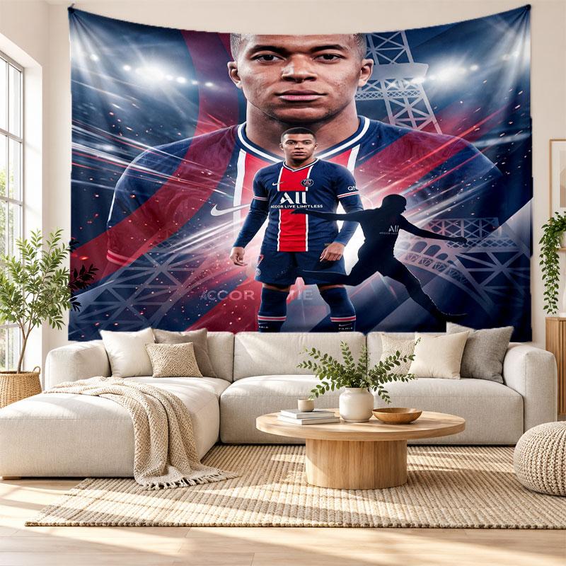 Kylian Mbappe Wall Tapestry, Soft Fabric Wall Hanging, Decorative Backdrop For Bedroom Home Wall Art