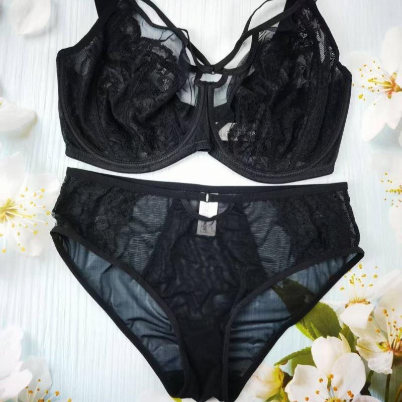 Large Breasts Show Small Lace Gathered Large Size Underwear Set Thin Full Cup Fat Girl Bra