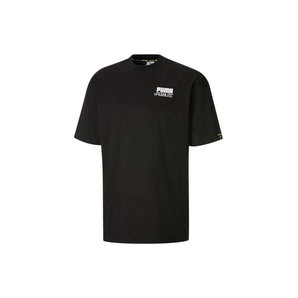 Puma Pánské sportovní tričko s krátkým rukávem s potiskem kreslených postaviček Peanuts, černé 530616-01
