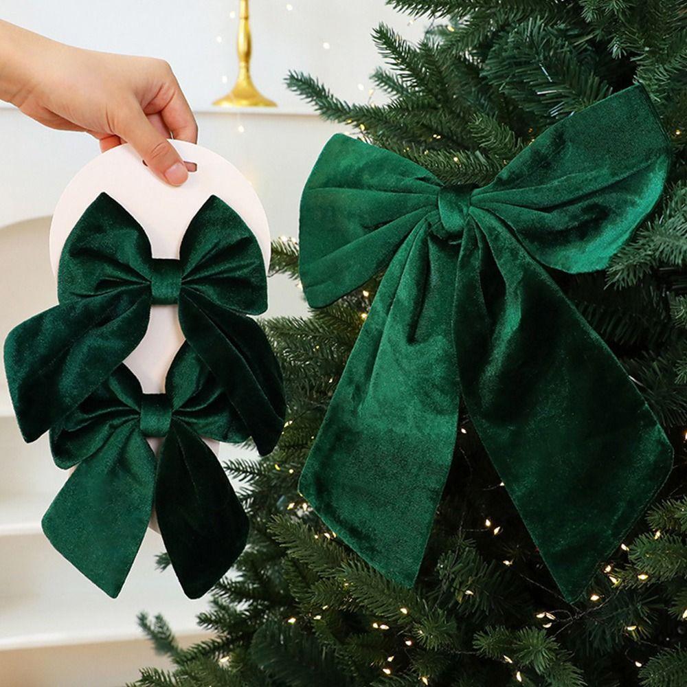 1/2PCS Red Christmas Decorative Bowknot Flannel Christmas Bow Pendant  Merry Christmas