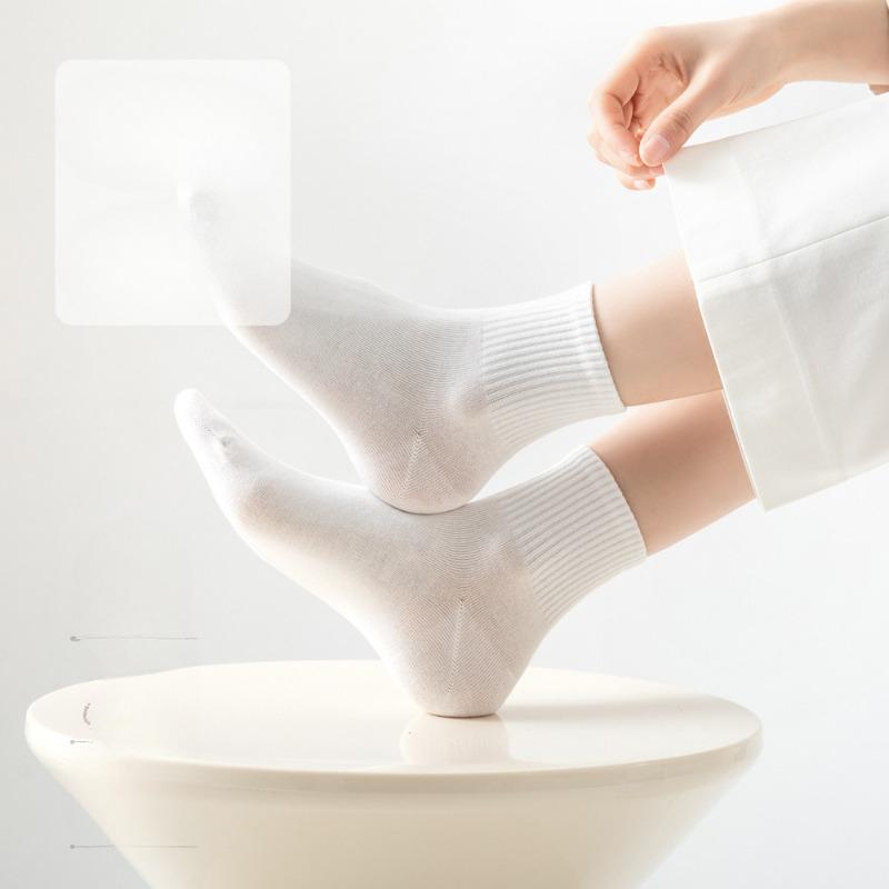 Long-staple Cotton Socks, Women's Mid-calf Socks, Sweat-absorbing and Breathable, Boneless Pure Cotton Women's Short-calf Pure Cotton Socks