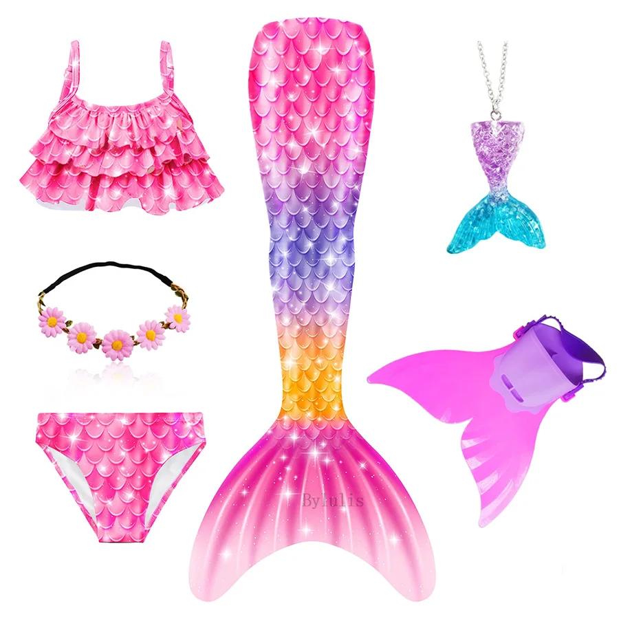 Mädchen Schwanzflosse Meerjungfrau Kostüm Kleid Cosplay Weihnachten Geburtstag Geschenk Badeanzug Kann Monoflosse Finne Hinzufügen Halloween Kostüm