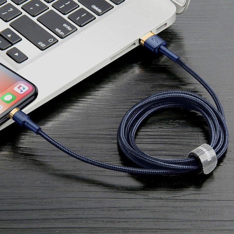 Kabel Usb Lightning  Baseus Cafule 2.4A 1M (Złoto-Granatowy)