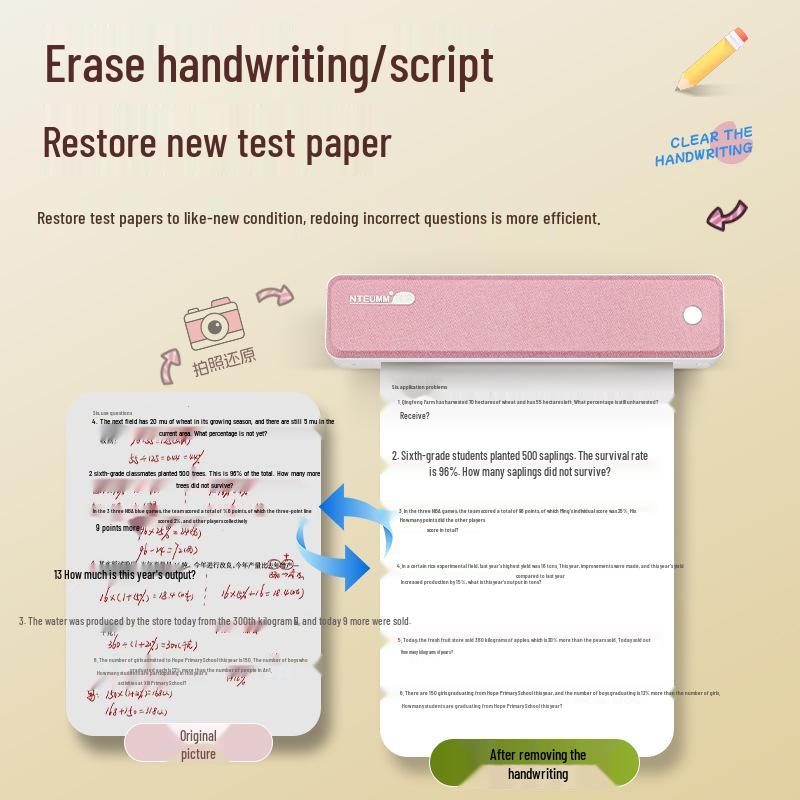 Portable A4 Thermal Printer with Bluetooth for Student Homework, Photos, and Scanning