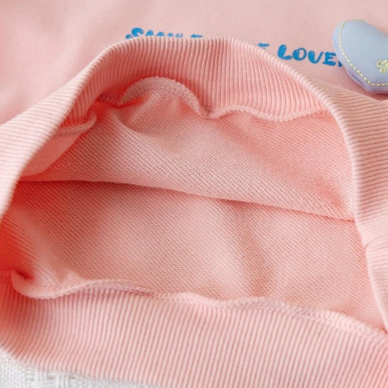 Spring And Autumn Long Sleeved Girls Clothes Letter Printed 3D Heart Decoration Round Neck Top Sweet Children's Clothing