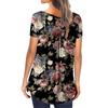 Tunica a maniche corte da donna T-shirt larghe T-shirt casual taglie forti Tunica a pieghe Bottoni T-shirt floreali estive casual per le donne