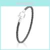 Unisex Braided Leather Wristband With Sleek Titanium Steel Magnetic Clasp Bracelet