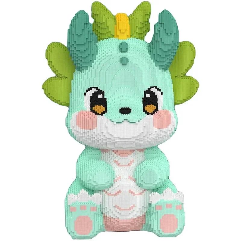 New  Dragon Building Blocks Kawaii Flong Baby Small Particle Puzzle Ornaments Children Boys And Girls New Year Birthday Gift