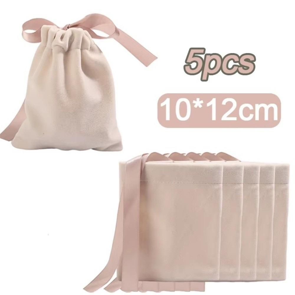 5pcs Thicken Jewelry Bags Small Bracelet Velvet Packaging Pouches Ribbon Bow Drawstring Gift Bag Jewelry Protect Storage Box