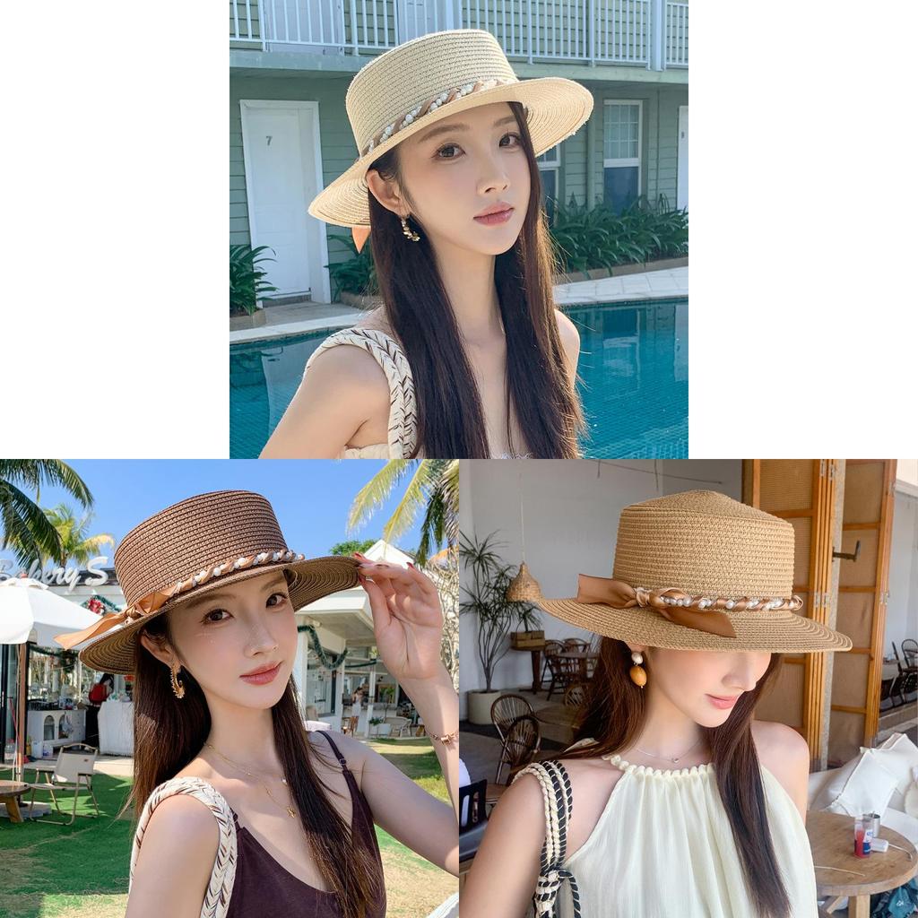 Summer Straw Hat With Wide Brim For Beach Vacation And Sun Protection
