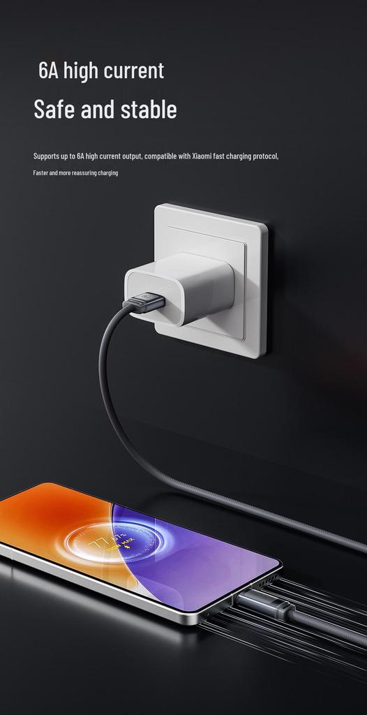 Tookci 120W Fast Charging Silicone Data Cable, Aluminum Alloy Shell, Compatible with Xiaomi 17
