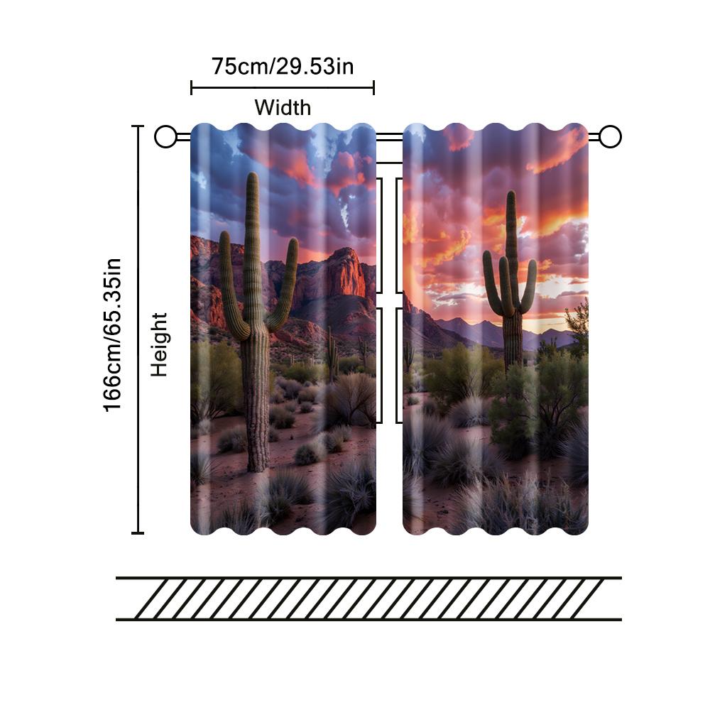 2 Pcs, Filtering Curtains (excluding Rods, Non-movable, Without Batteries) High-Quality Desert for Use In Bedrooms and Living
