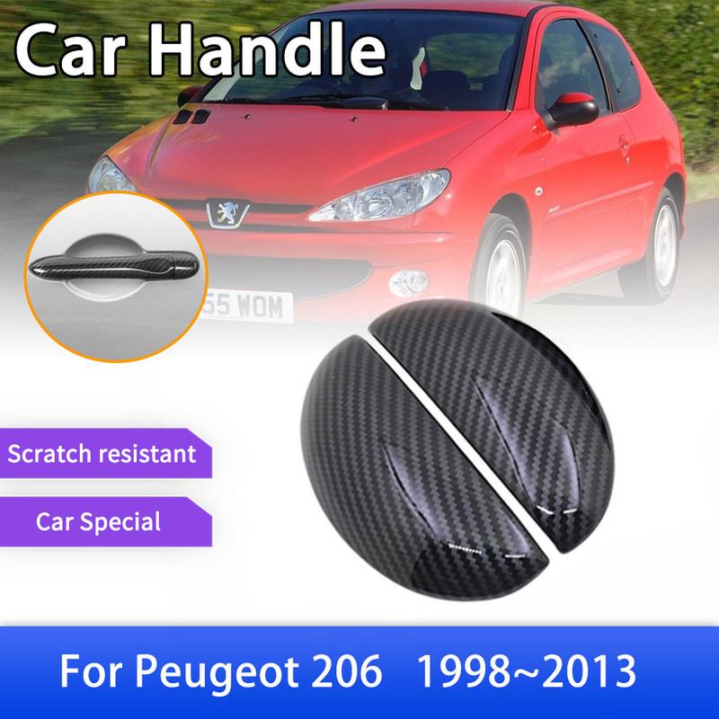 Carbon Fiber Door Handle Cover for Peugeot 206 CC 206+ SW 206CC 207 Compact 1998~2013 Car Exterior Styling Accessories Stickers