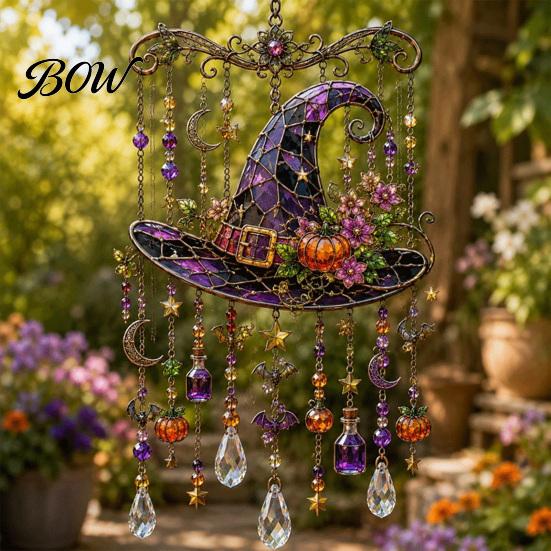 Autumn Garden Decorations for Yard Halloween Acrylic Wind Chime Pendant, Crystal Suncatcher Hanging Ornaments, Decorative Festive Party Supplies