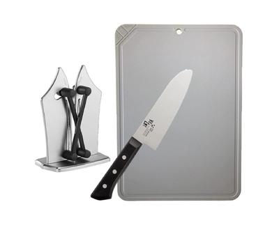 Mism Japan Goods Ensemble de Cuisine Outils de Cuisine Aiguiseur Universel Couteau Seki Magoroku Couteau Santoku Planche à Découper Planche à Découper Magique [Cuisine 3]