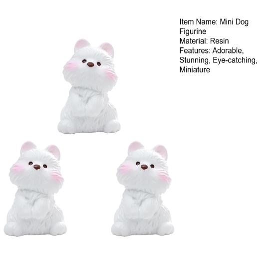 Yousheng 3 Pcs Mini Dog Figurines Cartoon Resin Dog Miniature Figures Little Puppy Statue for Cake Toppers Fairy Garden DIY Crafts