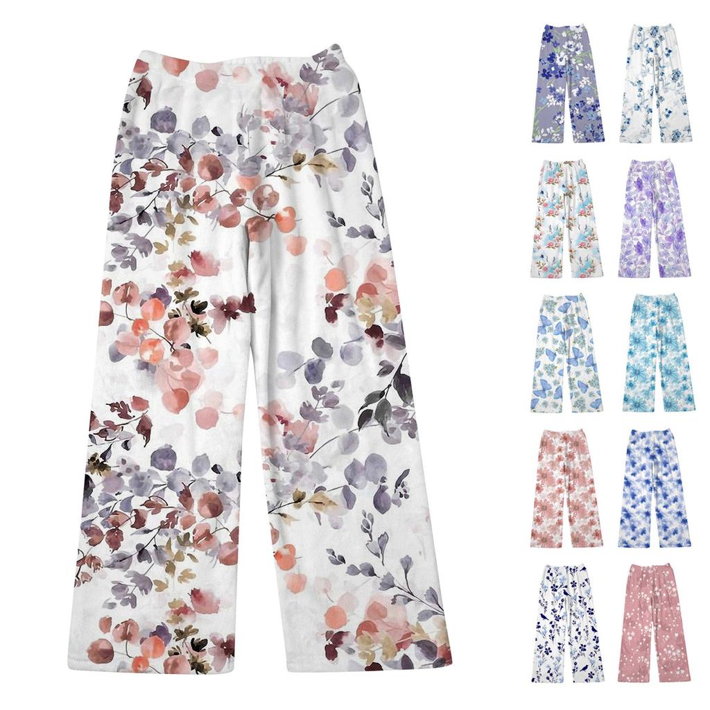 Women's Pyjamas Bottoms  Flower Printed Soft Comfortable Pyjama Bottoms Women Casual Home Pants Winter