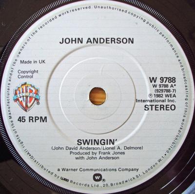 7inch Record JOHN ANDERSON - Swingin' W9788 Warner Bros. Re 1982 UK Folk Used