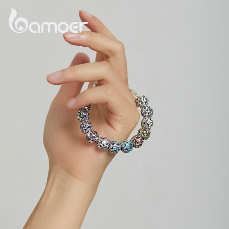 Bamoer 925 Sterling Silver Multi-color Zircon Infinite Love Birthstone Bead Charm for Original Bracelet Bangle Women Jewelry