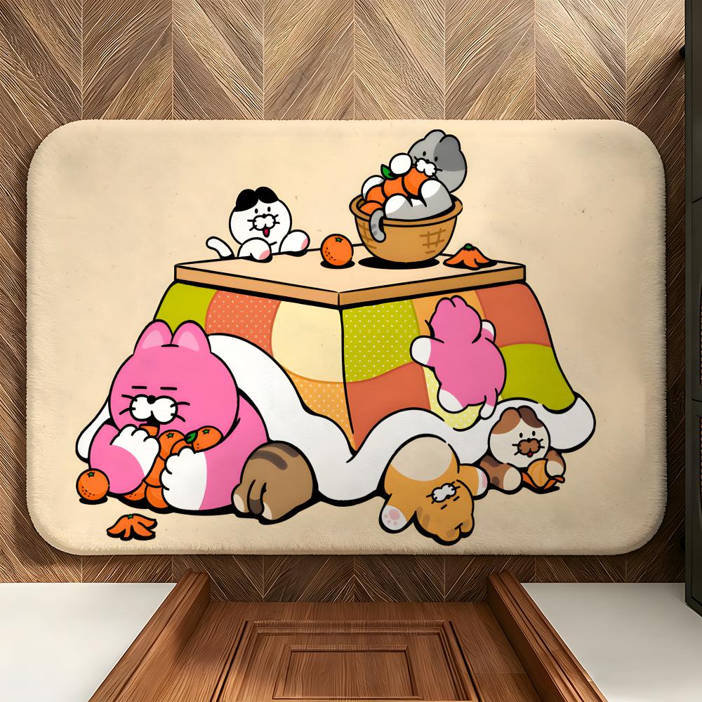 Festival C-Cat D-Day Floor Mat Soft Flannel Floor Mat  Suitable for Entryways, Living Rooms, Bedrooms, and Bathrooms