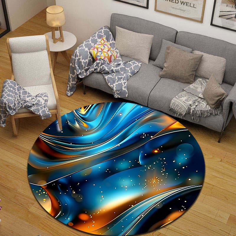 Vintage Round Rainbow Multicolor Floor Rug, Non-Slip Floor Mat for Kitchen
