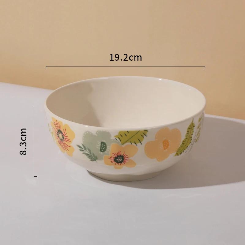 Exquisite Flowers Ceramic Plate Coffee Shop Afternoon Tea Dessert Fruit Plate Delicious Dishes Deep Soup Plates Home Tableware