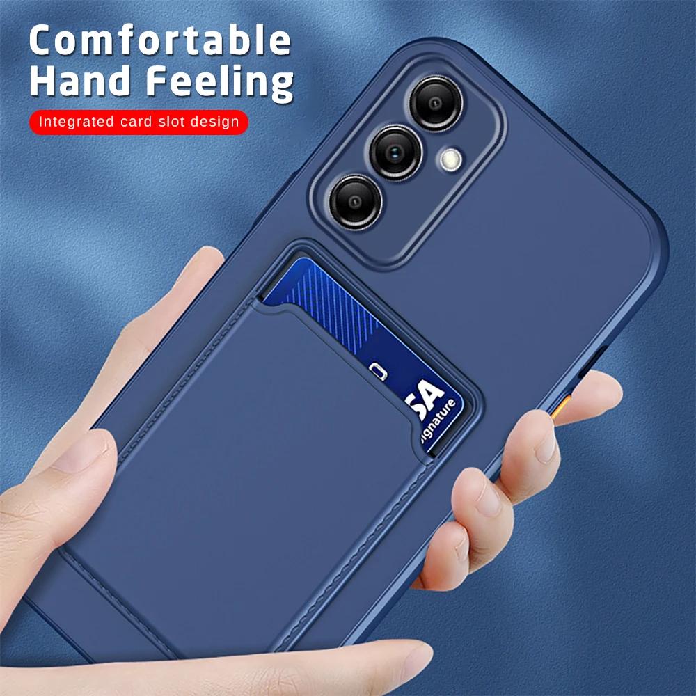 Card Holder Silicone Phone Case For Samsung Galaxy A55 A35 A54 A34 A25 A15 A54 A16 A26 A36 A56 A05S 4G 5G 5 G Shockproof Funda