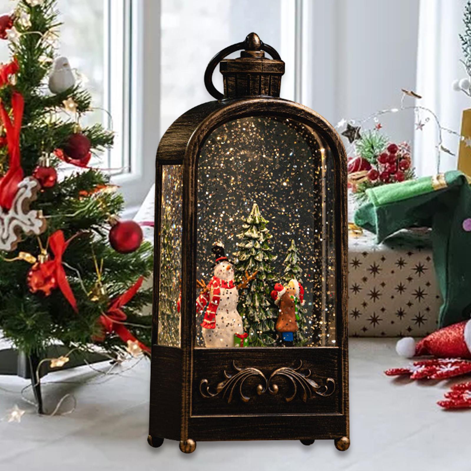 

Lighted Christmas Snow Globe Lantern Decorative with Handle Musical Lantern Lighted Water Lantern Home Decor for Holiday Party