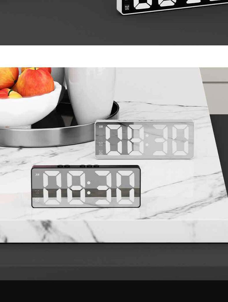 Minimalist Dual-Use LED Alarm Clock with Voice Control and Temperature Display