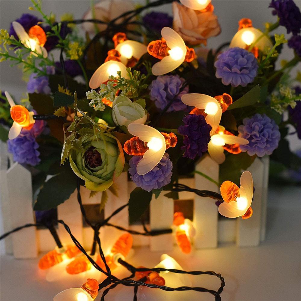 Solar Honeybee LED String Lights Outdoor Waterproof 8 Modes Fairy Light For Garden Patio Tree Christmas Yard Holiday Decor