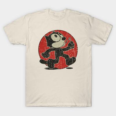 Men Black Print T-shirt Super Large TShirtVINTAGE FELIXNo-Cut Transfer Paper Print Cotton Tshirt