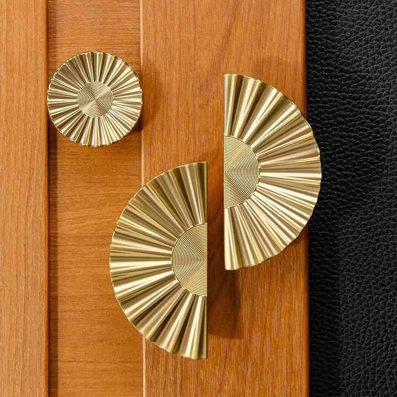1PC Light Luxury Closet Door Handle French Semi-circular Fan-shaped  Gold Cabinet Drawer Furniture accessories--For Cabinet Doors, Cabinets, Drawers