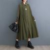 Women's Long Sleeve Shirt Dress Turn Down Collar Loose Fit Retro Style Midi Dress Button Down Dress