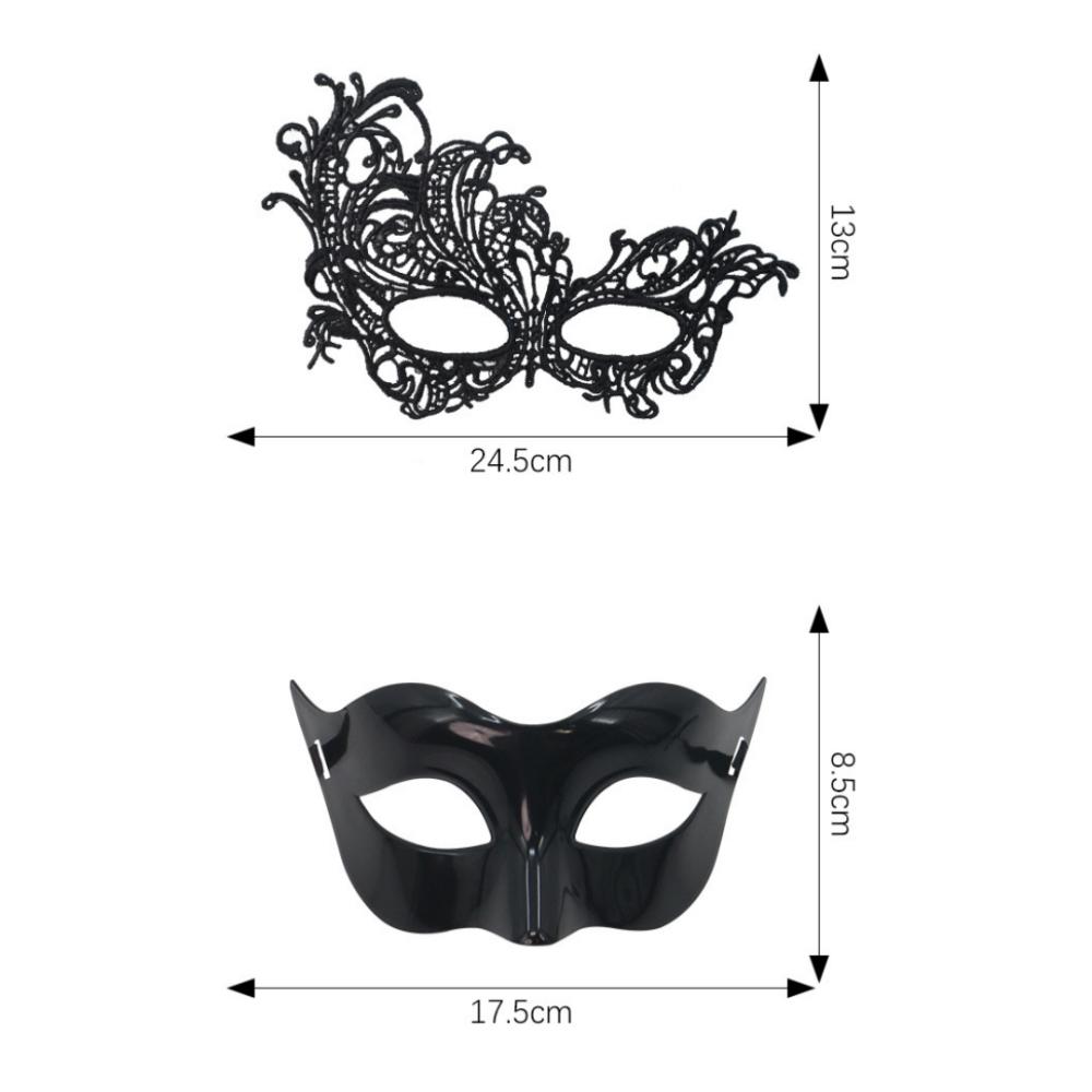 Sexy Couple Masks Lace Women Mask Plastic Men Mask Set Half Face Masks Princess Makeup Party Cosplay Nightclub Props Gifts