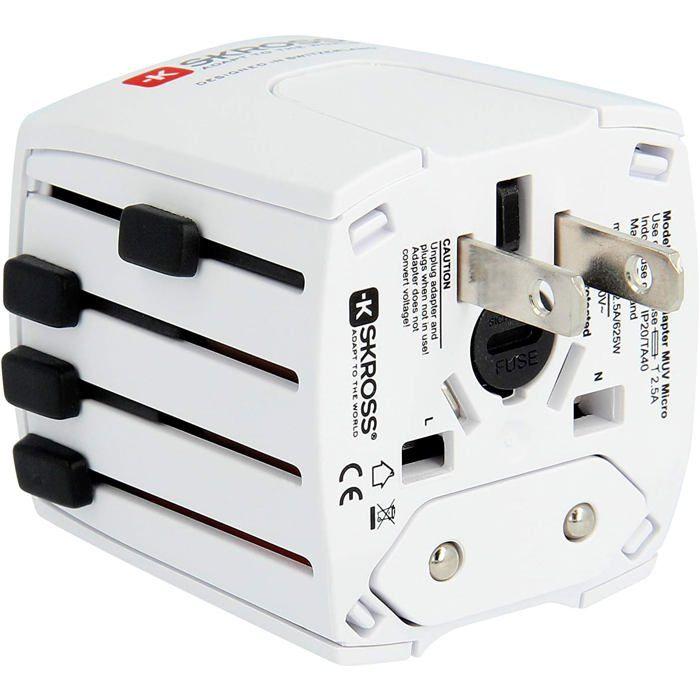 Univerzální adaptér MUV USB SKROSS - Bílý - Kompaktní - 2 kolíky - Asymetrický