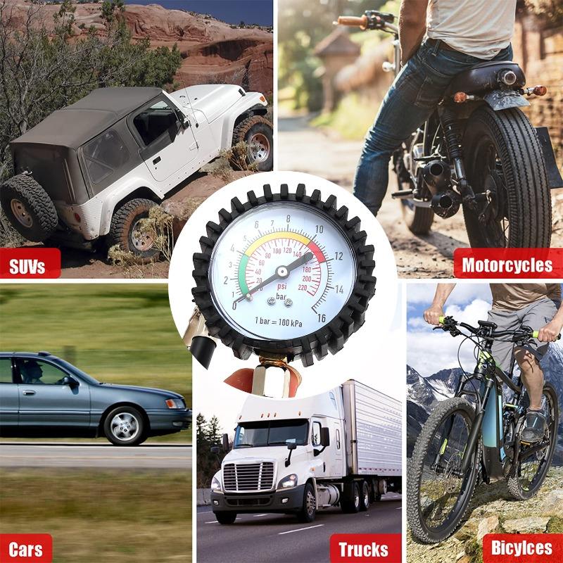 Tire Pressure Monitor Tester Multi-function Car Motorcycle Tire Pressure Gauge Air Compressor Dial Gauge Inflator Pump Tool 45cm