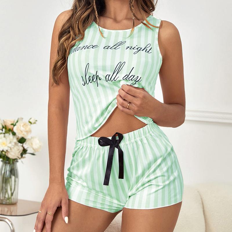 European and American Sex Pajamas Summer New Women's Print Vest Shorts Women's Loungewear Pajamas