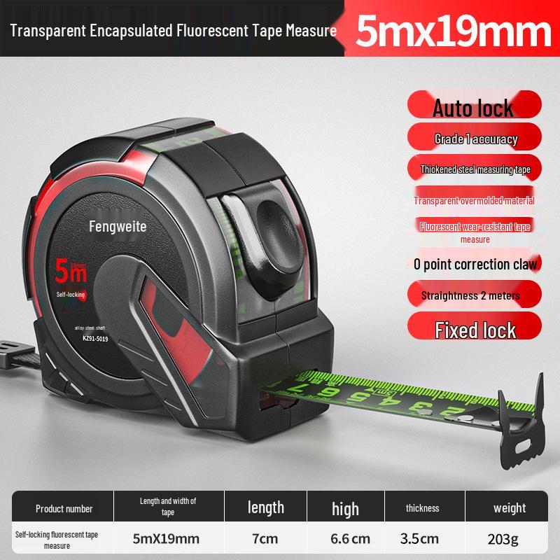 Double-Sided Fluorescent Tape Measure: Thick, Durable, Wear-Resistant, Waterproof, Drop-Proof, High-Precision, Transparent Ruler for Woodworking.