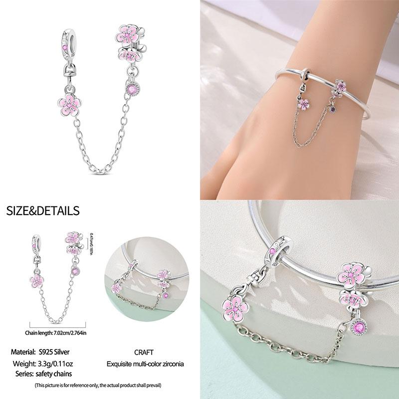 Original 100% 925 Silver Star Moon Safety Chain Fit 925 Original Bracelet & 3mm Bracelet DIY Jewelry Making Women Gift