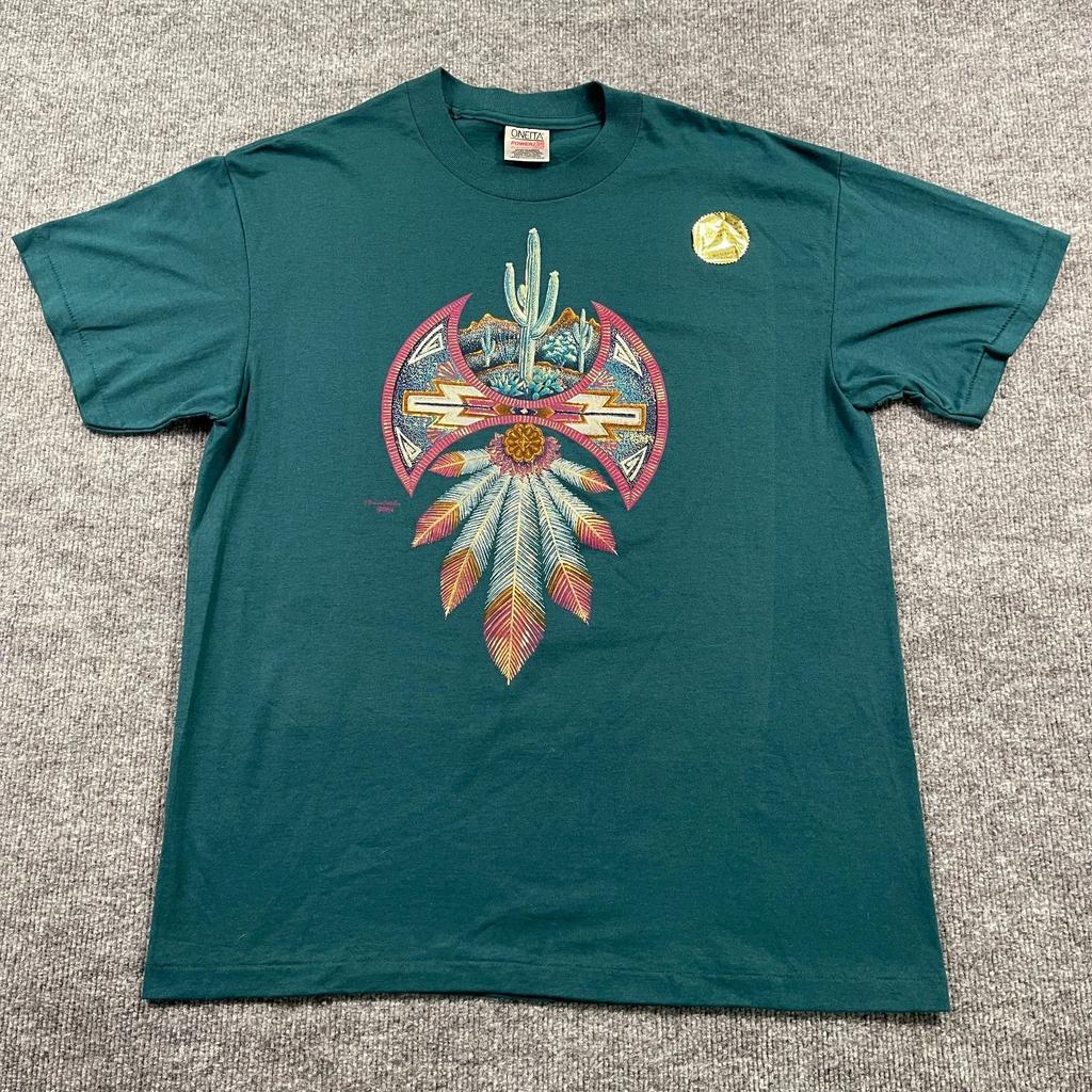 Nuovo con etichetta Vintage Anni '90 Western Aztec Dream Catcher Camicia Taglia L 21x29 Nathan Richards