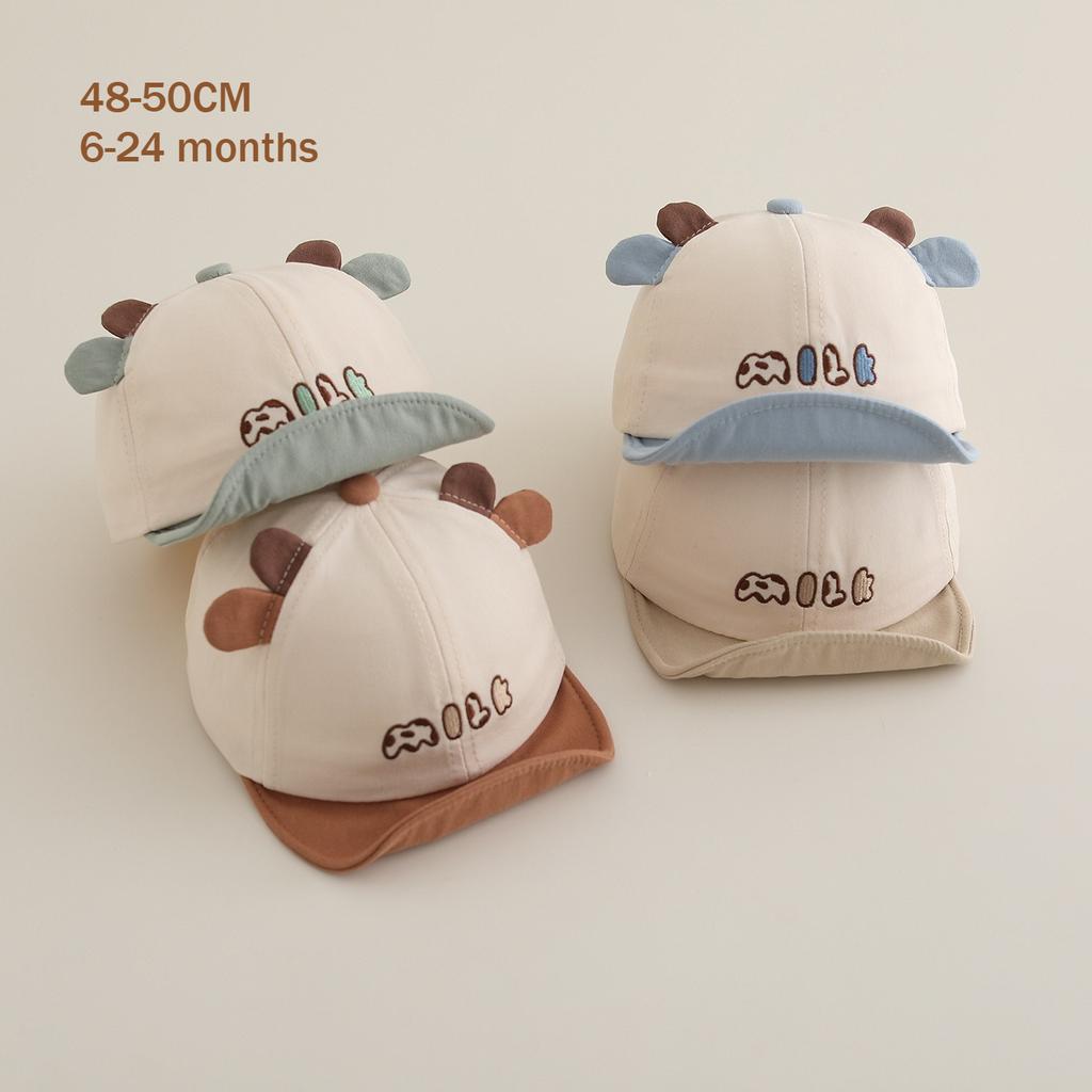 Newborn Baby Cow Print Cute Baseball Cap 48-50cm 6-24M for Infant Boys Girls Soft Cotton Adjustable Sun Hat Breathable Outdoor