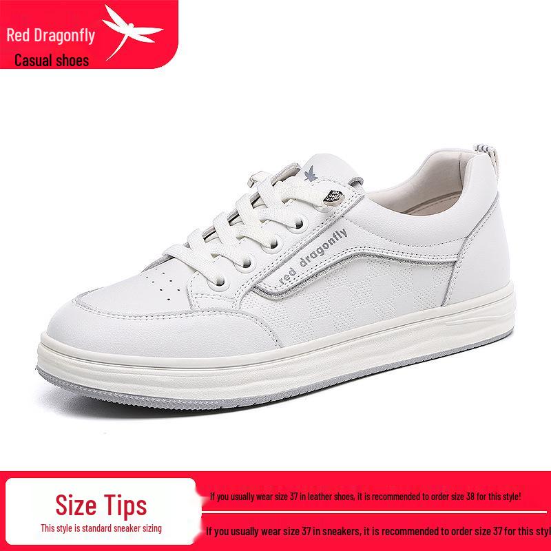 Red Dragonfly Women s Genuine Leather Casual White Flats - Spring 2024 Collection 38