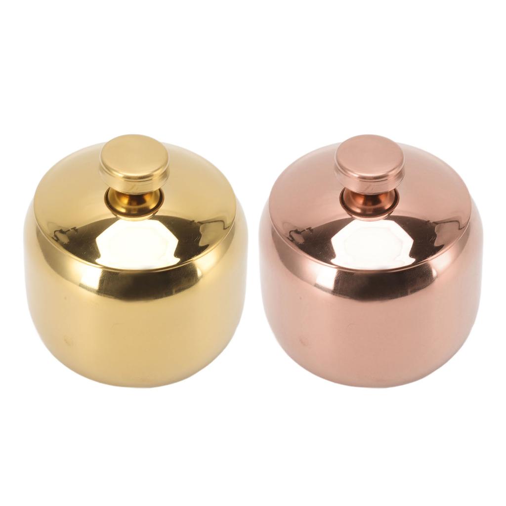 Stainless Steel Gold Seasoning Condiment Pot Spice Salt Sugar Pepper Container Jar Storage Organizer
