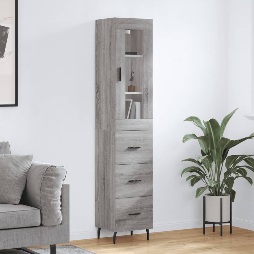 Highboard Gray Sonoma 34.5 x 34 x 180 cm Engineered Wood