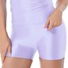 Women Mid Waist Sports Bottoms Swimming Trunk Boxer Shorts Glossy Underwear Running Shorts