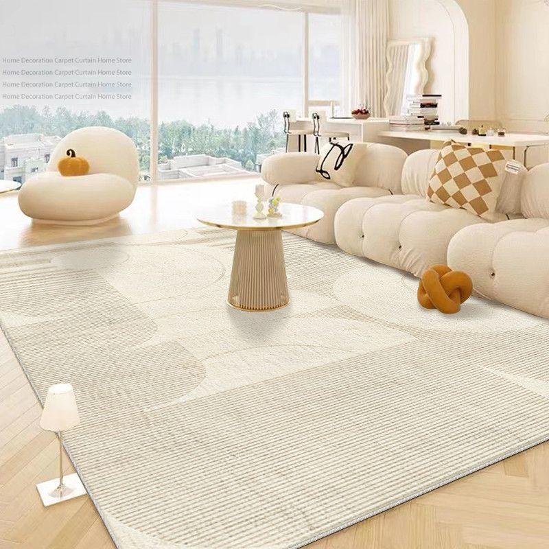Beige Cream Minimalism Wabi Sabi Carpet Living Room Coffee Soft Fluffy Large Rug Non-slip Washable Bedroom Home Decor Floor Mats
