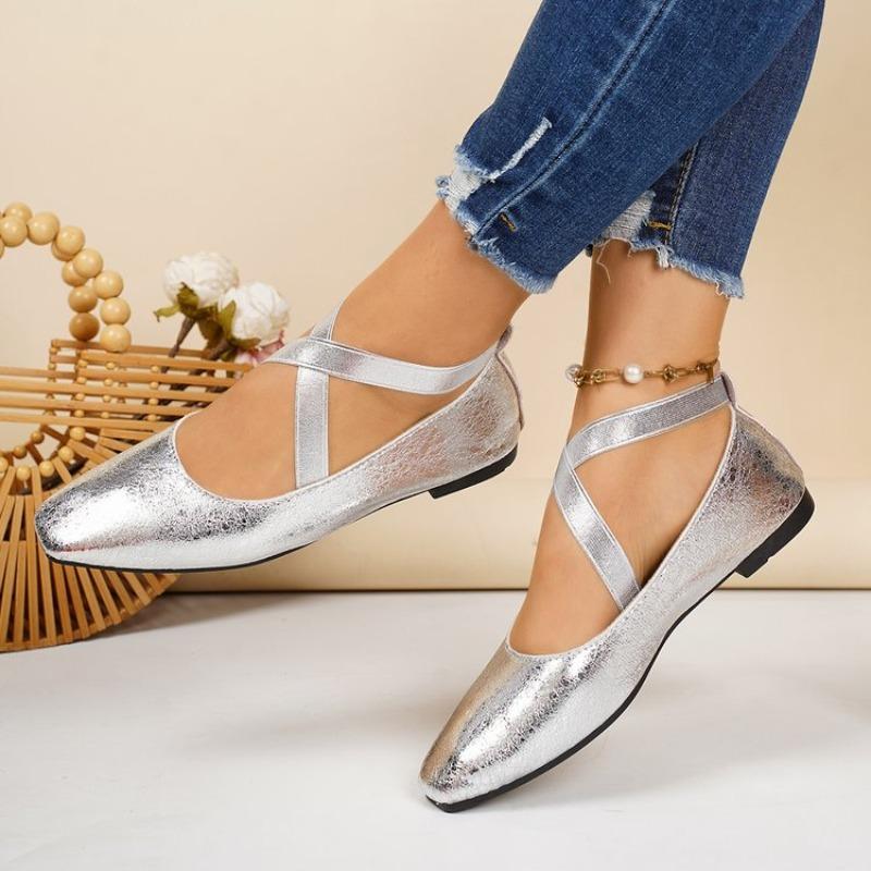 Square Toe Women‘s Low Heels New Luxury Elastic Band Shoes Elegant Loafers Comfortable Outdoor Women Single Shoes