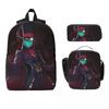 3Pcs Villainous Comdy Merch Backpack Set for Boy Girl Pen Bags Bookbag Sets with Lunch Box For School Students Daypack